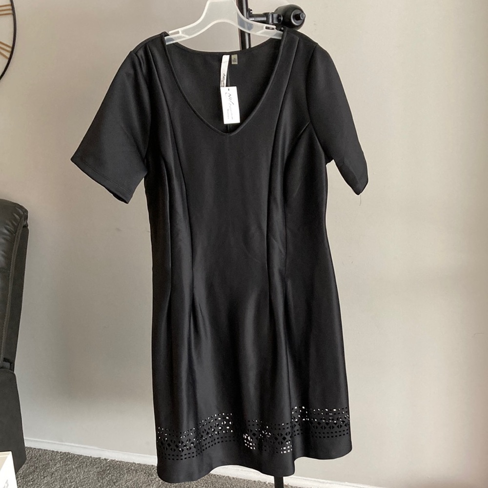 NY Collection Plus-Size Black A-Line Scuba Dress - 1X
